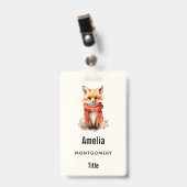 Badge Renardeau mignon dans une écharpe rouge (Avant avec clip)