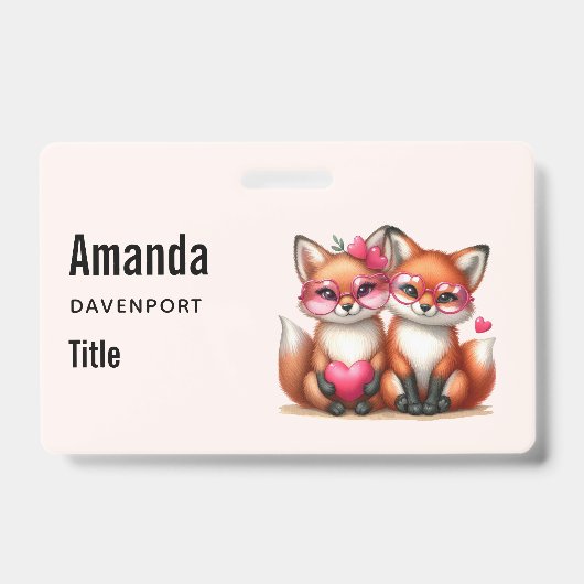 Badge Renards orange mignons amoureux (Avant)