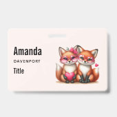 Badge Renards orange mignons amoureux (Arrière)