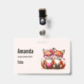 Badge Renards orange mignons amoureux (Avant avec clip)