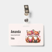 Badge Renards orange mignons amoureux (Arrière avec clip)