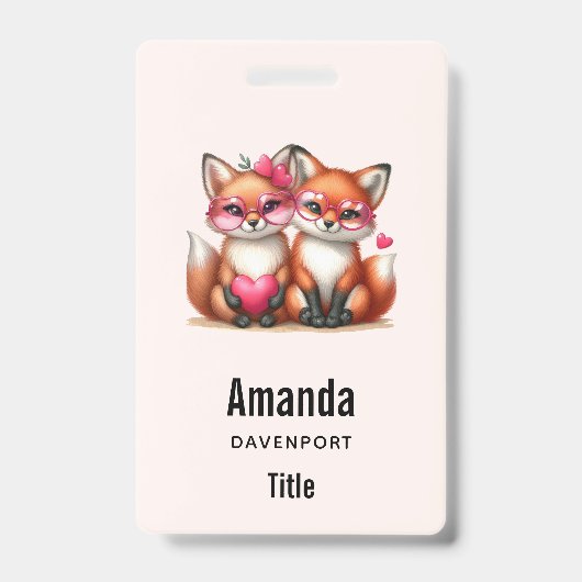 Badge Renards orange mignons amoureux (Avant)