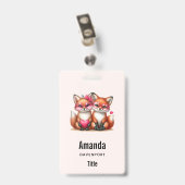 Badge Renards orange mignons amoureux (Arrière avec clip)