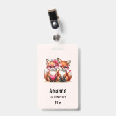 Badge Renards orange mignons amoureux (Avant avec clip)
