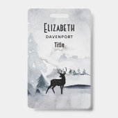 Badge Renne dans l'eau grise sauvage aquarelle Noël (Arrière)