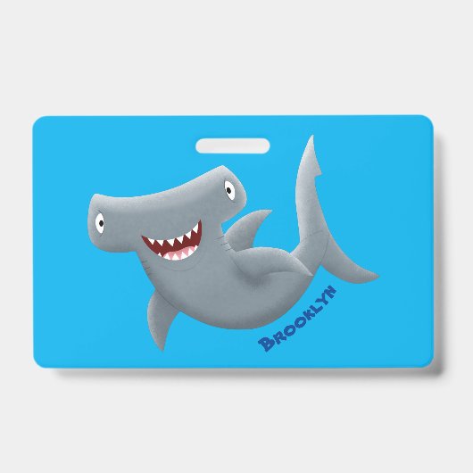 Badge Requin-marteau mignon drôle en dessin animé (Avant)