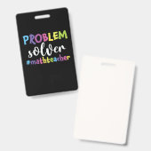 Badge Résolveur de problèmes de professeur de mathématiq (Avant & arrière)