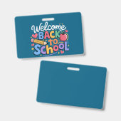 Badge Retour à l'école enseignant premier jour d'école d (Avant & arrière)