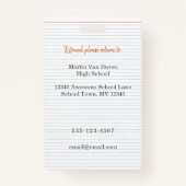 Badge Retour à l'école Insigne d'identification de l'adm (Dos)