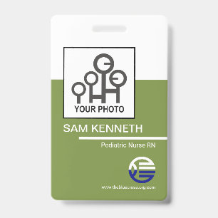 Badge Rétro Carte d'identité d'entreprise Colonne Vert B