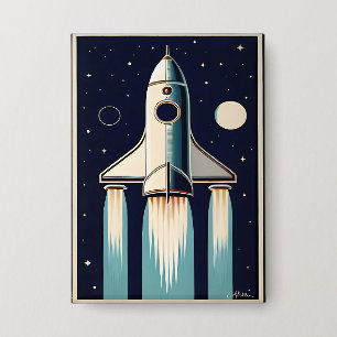 Badge Retro de l'ère spatiale des années 50 Vaisseau spa