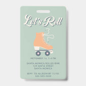 Badge Retro Roller Patinage Anniversaire Fête Invitation (Dos)