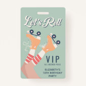 Badge Retro Roller Patinage Anniversaire Fête Invitation (Devant)