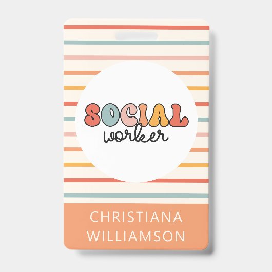 Badge Retro Social Worker coloré (Avant)