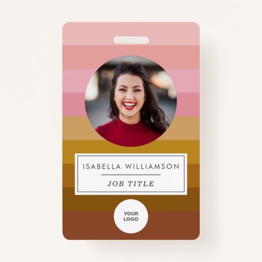 Badge Retro Sunset Stripe Design Photo et informations p (Devant)