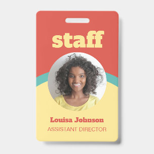 Badge Retro Tomate rouge jaune rond ID photo personnel p