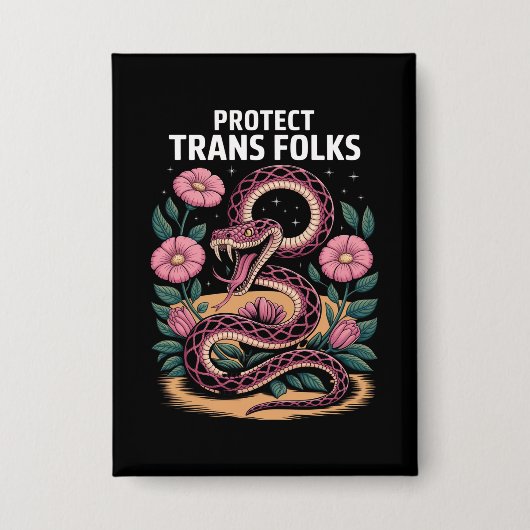 Badge Rétro Trans Pride Trans Right Protège les Trans Fo (Recto)