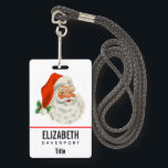 Badge Rétro Vintage Jolly Santa Claus de Christmas<br><div class="desc">badge de nom personnalisé avec une photo festive rétro. Le vieux Père Noël Jolly avec ses joues rousses et son sourire chaleureux et amical. Un peu de nostalgie de l'ancienne école pour les vieux temps,  cette image rappelle les souvenirs des célébrations du passé de Noël.</div>