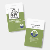 Badge Rétro White Colonne Green Code de l'employé (Avant & arrière)