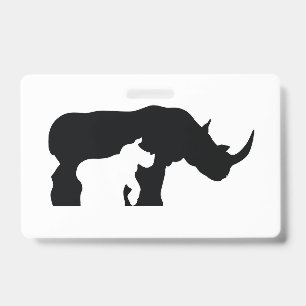 Badge Rhinocéros noir et blanc