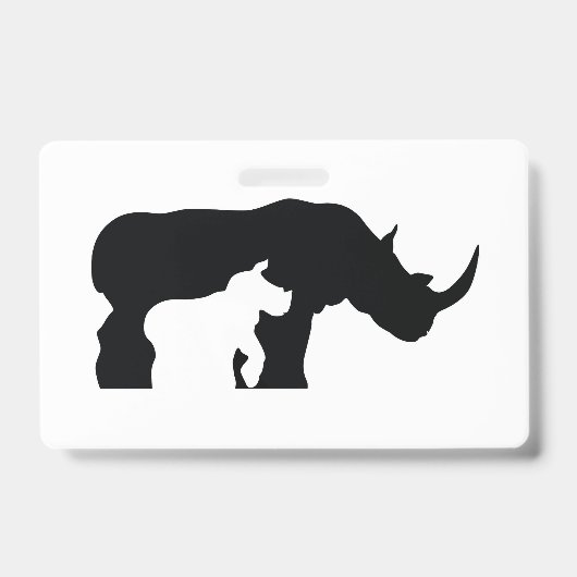 Badge Rhinocéros noir et blanc (Avant)