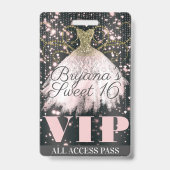 Badge Robe à paillettes dorées gris rose Sweet 16 VIP Pa (Arrière)