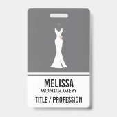 Badge Robe blanche élégante sur gris - Conception simple (Arrière)