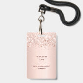 Badge Robe blanche rose Sweet 16 nom vip (Arrière avec lanière)