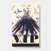 Badge Robe de danse papillon en or violet Sweet 16 VIP (Arrière)