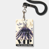 Badge Robe de danse papillon or violet Sweet 16 VIP (Avant avec lanière)