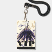 Badge Robe de danse papillon or violet Sweet 16 VIP (Arrière avec lanière)