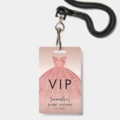 Badge Robe de script moderne pour Sweet 16 anniversaire  (Avant avec lanière)