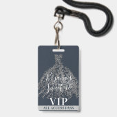 Badge Robe Feuille Rustique argent bleu sucré 16 VIP Pas (Front with Lanyard)