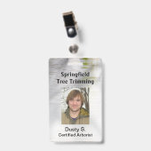 Badge Roche de bouleau rustique personnalisée (Avant avec clip)