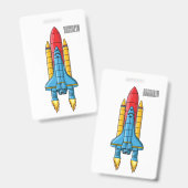 Badge Rocket ship cartoon illustration (Avant & arrière)