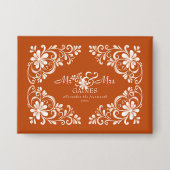 Badge Romantique Burnt Orange Mr & Mrs Mariage Pin Butto (Recto)