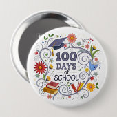 Badge Rond 10 Cm "100 Days of School" Button (Devant & derrière)
