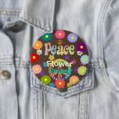 Badge Rond 10 Cm 1960s Flower Power (En situation)