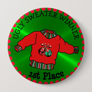 Badge Rond 10 Cm 1ère place Médaille d'or de Noël du gagnant du pul