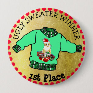 Badge Rond 10 Cm 1ère place Médaille d'or de Noël du gagnant du pul