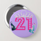 Badge Rond 10 Cm 21ème Princesse pourpre Buttons d'anniversaire (Devant & derrière)