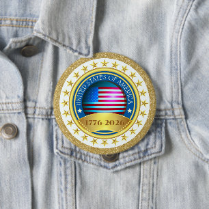 Badge Rond 10 Cm 250e anniversaire USA patriotique 1776–2026