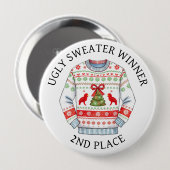 Badge Rond 10 Cm 2ème place vainqueur de Sweater | Noël drôle (Devant & derrière)