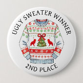 Badge Rond 10 Cm 2ème place vainqueur de Sweater | Noël drôle (Devant)