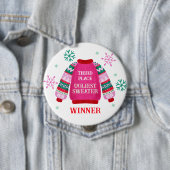 Badge Rond 10 Cm 3ème gagnant du concours de pull moche (En situation)