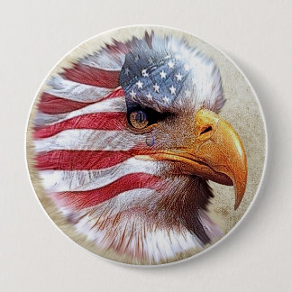 Badge Rond 10 Cm 4 juillet drapeau et Eagle