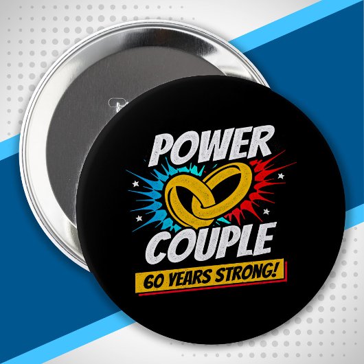 Badge Rond 10 Cm 60e anniversaire Couples mariés 60 ans de force