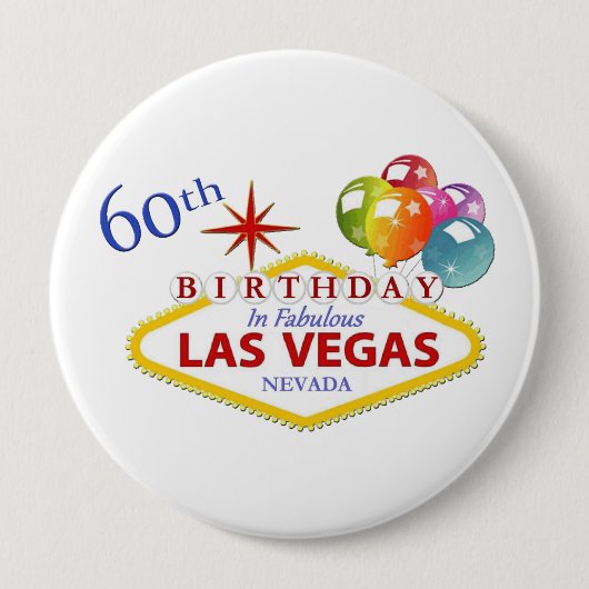 Badge Rond 10 Cm 60ème Las Vegas Anniversaire énorme, Bouton rond d (Devant)