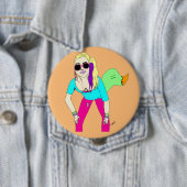 Badge Rond 10 Cm 80s foxy fille (En situation)