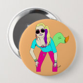 Badge Rond 10 Cm 80s foxy fille (Devant & derrière)